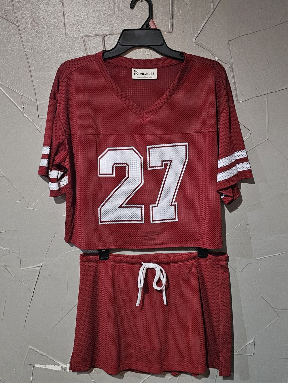 No Boundaries Girls' Red 2-Piece Pajama Set with Number 27